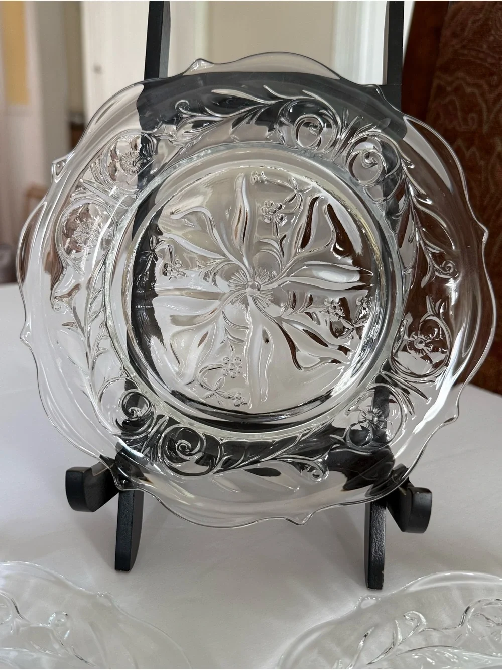 Set of 3 Vintage McKee Rock Crystal Clear Scalloped Edge Side Plates